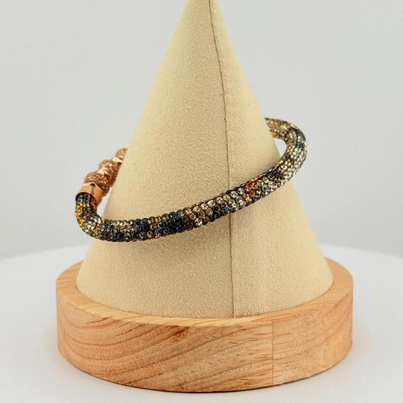 Bomb Party Single Bracelet Stretchy Bangle - Animal Print & Rose Gold (18) - Picture 5 of 6
